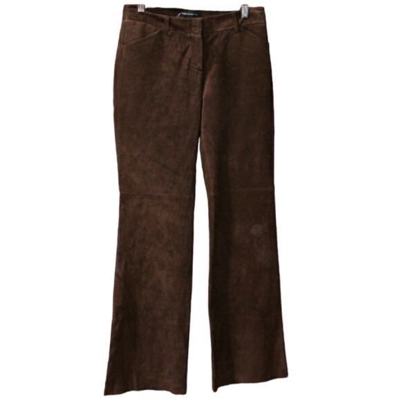 Moda International Brown Leather Flare Pants 100% Leather Christie Fit Y2K 90s - Picture 1 of 16